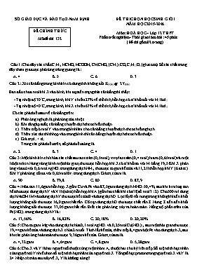 Đề thi chọn học sinh giỏi năm học 2015 - 2016 môn Hoá học lớp 12 THPT